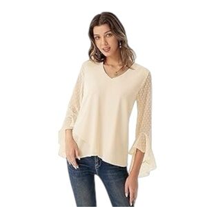 Grace Karin Almond Cream Pink Chiffon Blouse Small